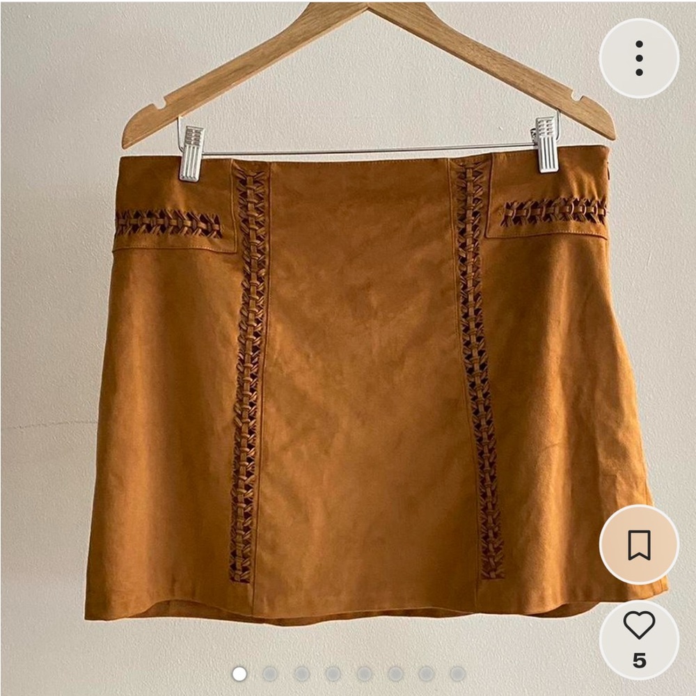 Cato Tan Suede Mini Skirt with Braided Accents